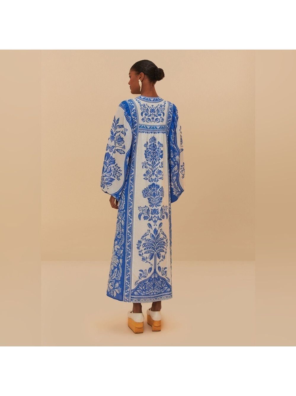 Farm Rio Off-White Delicate Tapestry Long Sleeve Maxi Dress - Picture 7 of 10